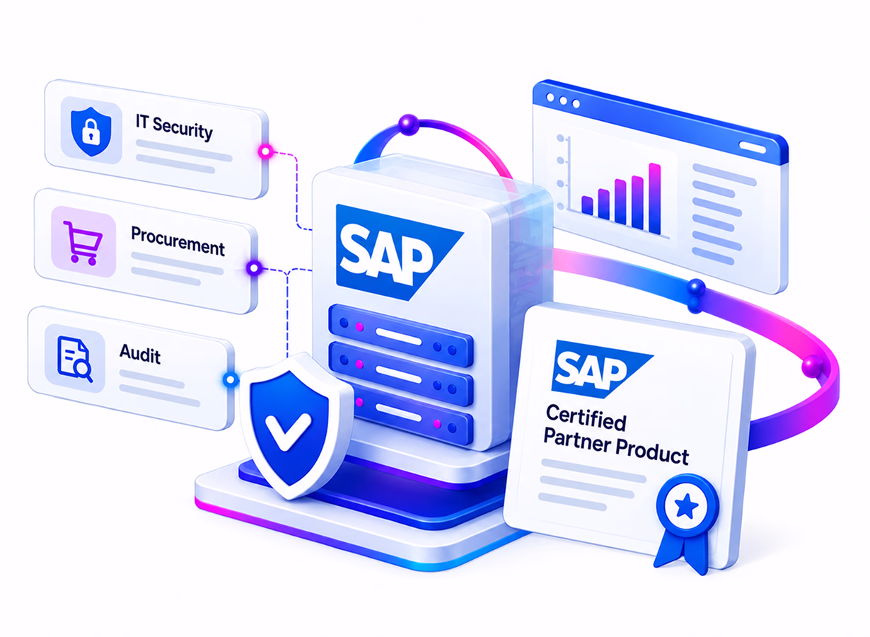 Illustration of an SAP Certified Partner Product with IT security, procurement and audit checks